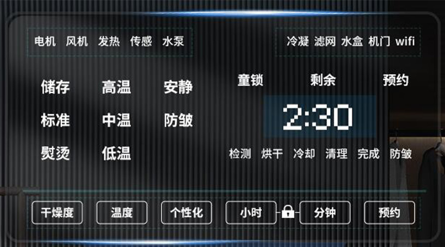 冷凝衣物烘干機(jī)擁有獨(dú)立大屏，實(shí)現(xiàn)智能快速烘干！